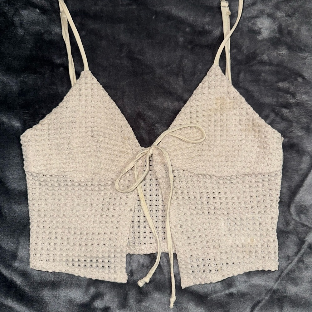 H&M Beige Knit Tie-Front Top